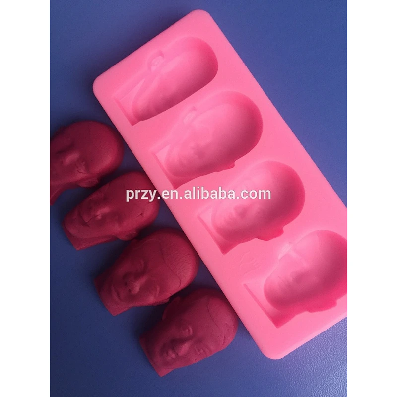 F2504 Mini man face shape silicone art craft molds fondant, factory silicone molds for sale