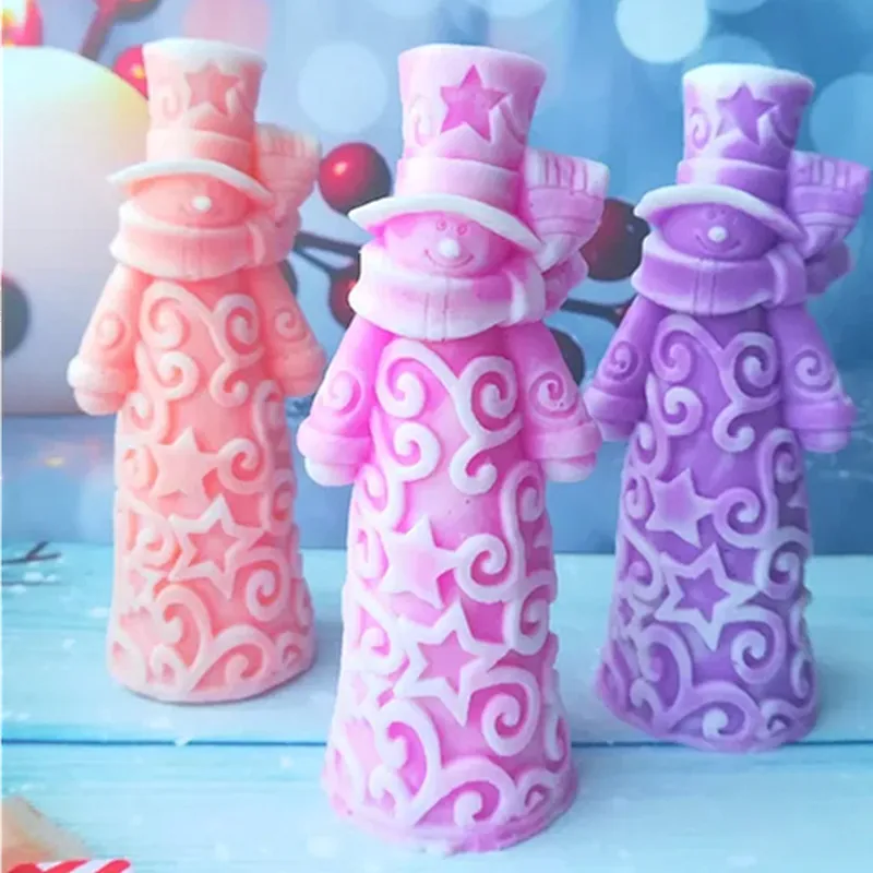 3d Tall Snowman Mold with Stars Original Souvenir for Soap ,Candle making
