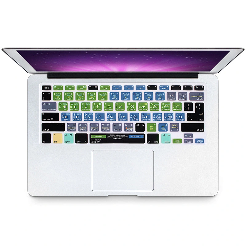 Unique Durable Serato DJ Custom Silicone keyboard shortcuts keyboard skin russian cover for macbook pro 13