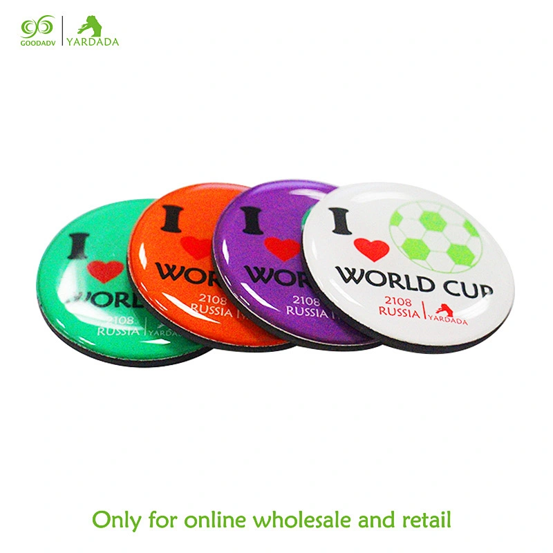Yellow football pattern children's toys epxoy fridge magnet, has good material for ecology, advertising and promotional gifts.