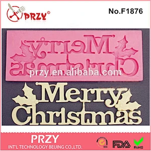 F1876 PRZY cake decorating letter of merry christmas silicone mold