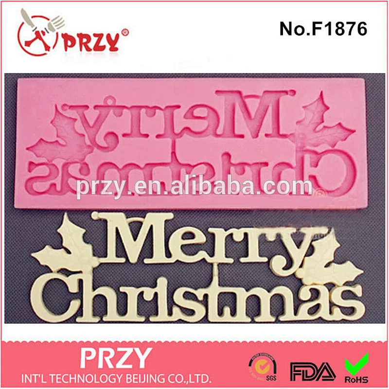 F1876 PRZY cake decorating letter of merry christmas silicone mold