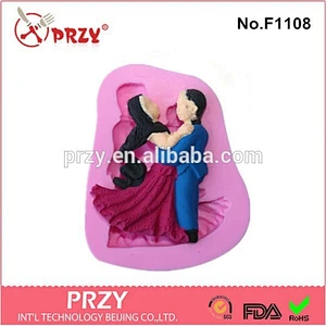 Dancing Man and Woman Shaped Silicone Mold,Sugar Paste Fondant Cake Deco