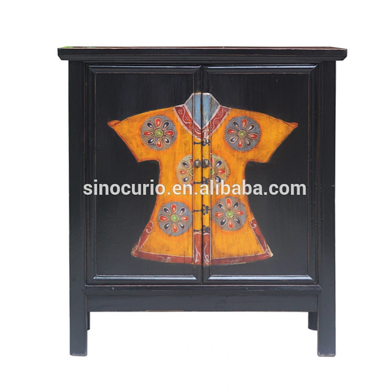 Chinese Distressed Painted Bedroom Antique Cabinet Armorie Wardrobe
