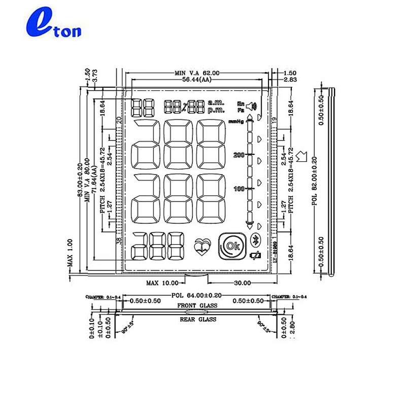 transparent blood-pressure meter tn lcd display