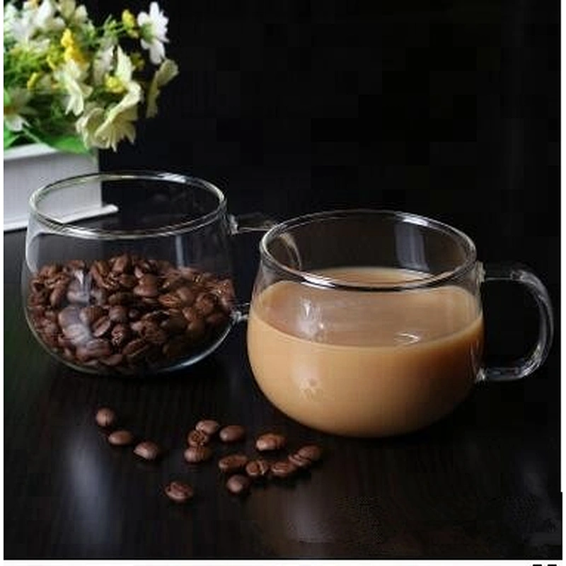 300ml Logo Customized High Borosilicate Heat-resistant Coffee Cup/ Transparent Single-layer Household Glass Water Cup