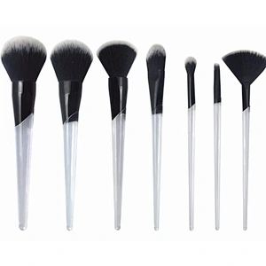 Professional 7pcs transparent handle synthetic hair custom logo makeup brush set