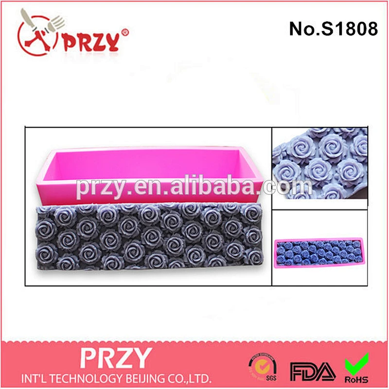 S1808 PRZY handmade silicone loaf mould for rose soap making