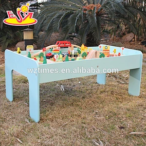 2018 Hottest new design children wooden toy train sets with table W04C071