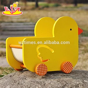 wholesale lovely duck baby wooden pull car toy new design wooden pull car toy for toddlers W05B158