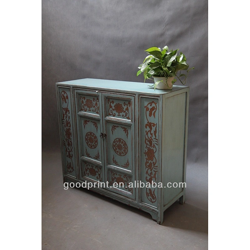 Antique Vintage French Painted Wooden Cabinet Cupboard