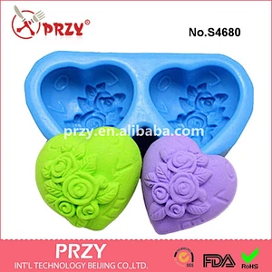 PRZY 2 Cavity Heart Shape DIY Valentines Gift Series Chocolate Silicone Molds