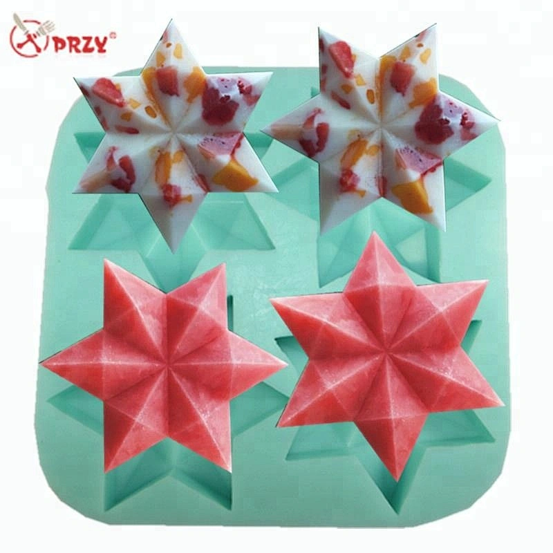 Star shaped Soap mold 4cavities Ice Cream mould Cake baking silicone molds