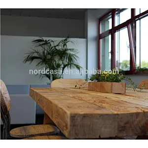 vintage wood Old Pine rustic dining table with seat