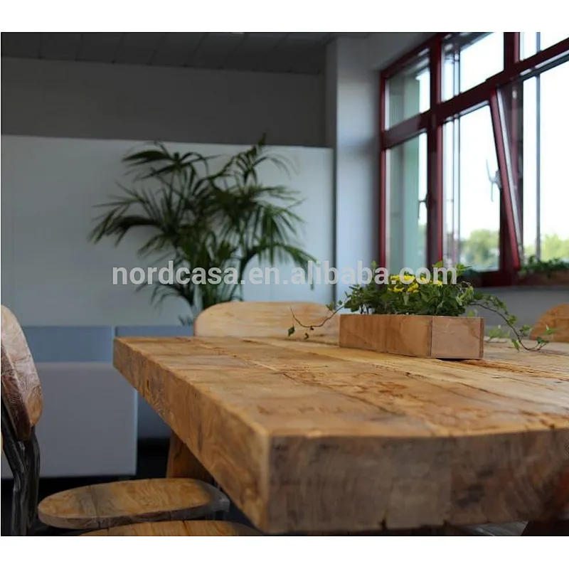 vintage wood Old Pine rustic dining table with seat