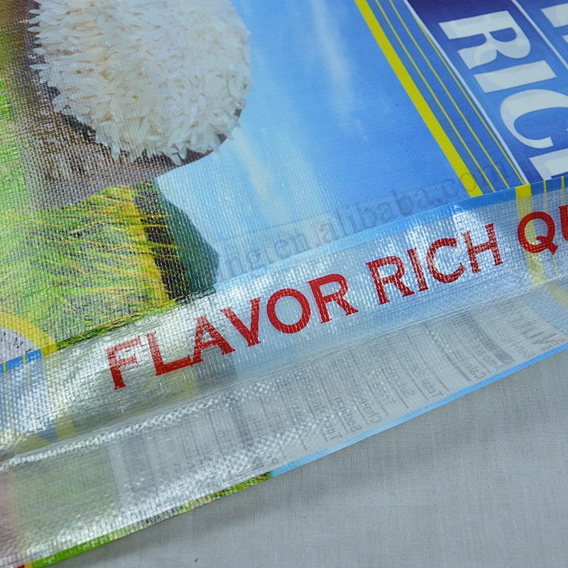 Wholesale plastic pouch bopp laminated pp woven rice bag 50kg