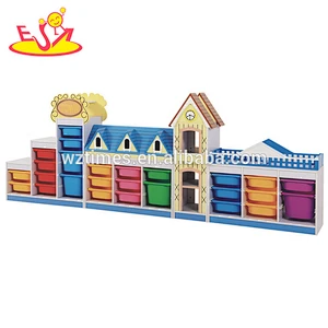 Wholesale kindergarten storage shelf wooden kids toy storage ideas high quality wooden children toy storage ideas W08C187