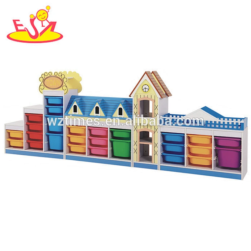 Wholesale kindergarten storage shelf wooden kids toy storage ideas high quality wooden children toy storage ideas W08C187