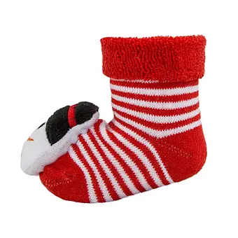 3d cartoon snow man christmas red baby thick terry socks