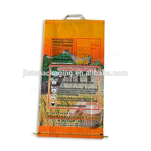 100% new material logo printing 10kg pp woven basmati rice packing bag with plastic handle