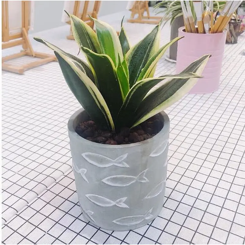Individual Fish Pattern Cement Pot Silicone Mold for Concrete Flower Pot Succulent Plants Silicone Mold