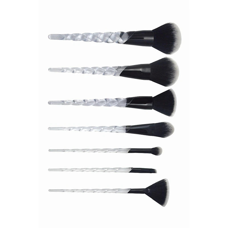 Cosmetics tools professional makeup brush set 7 pcs transparent handle synthetic hair makeup brushes