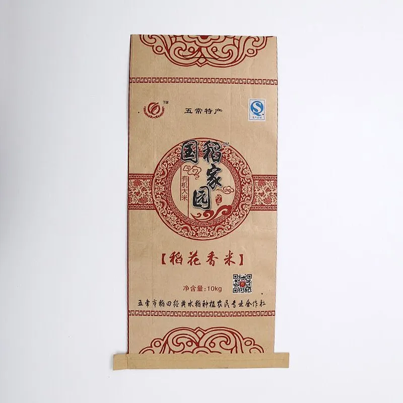 Custom wholesale kraft paper bag for rice packaging 10kg