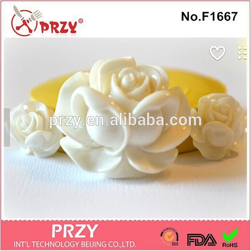 2015 hotsale Rose Flower Trio fondant silicone cake mold
