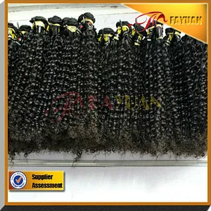 Fayuan Tight and Neat Unprocessed Human Remy Hair Extensions natural black Curly Woman Hair Weave