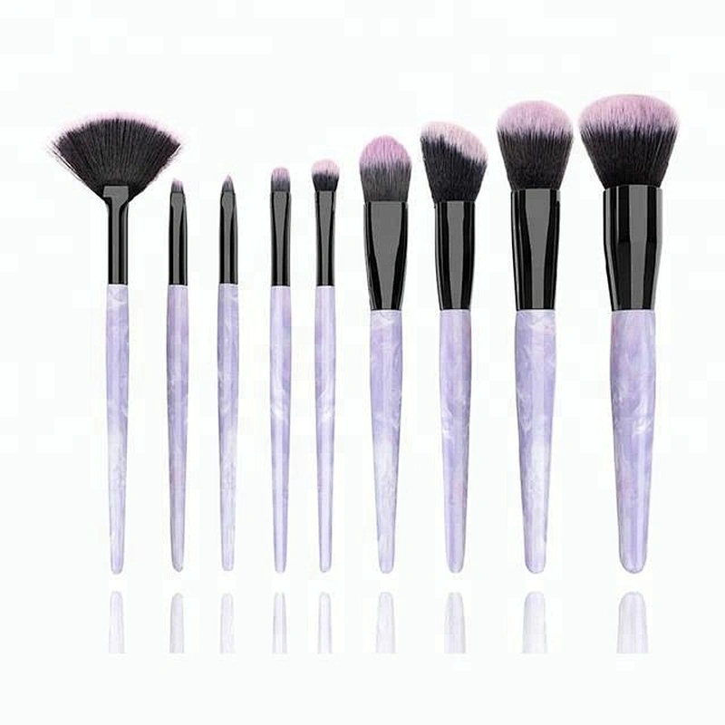 9pcs Marble Design Handle Cosmetics Makeup Brush Set