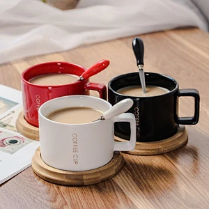 Factory Wholesale High Quality Custom Colorful Promotional Water Cups Ceramic Coffee Mug with Spoon and Lid