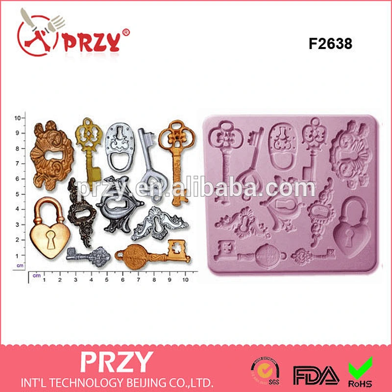 F2638 PRZY keys shape Silicone mold for fondant key fondant mold