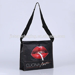 pp woven single shoulder shopping bag with logo