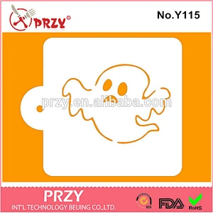 Eco-friendly Y115 decorative square ghost face cupcake size stencil