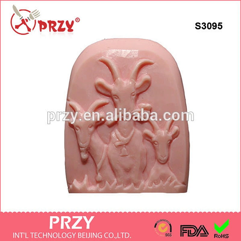 S3095 goat eco-friendly material handmade durable Silicone soap molds,goat silicone soap mold