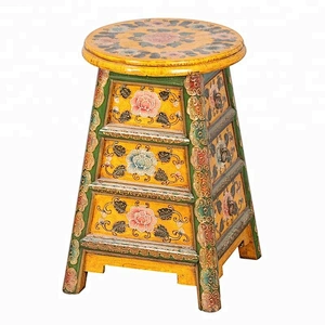 chinese antique handmade rustic wood stool painted furniture