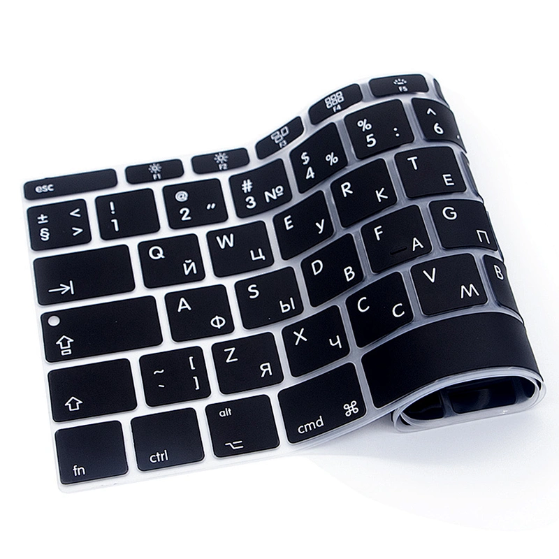 Spanish English Russian Silicone Keyboard Skin Cover for Macbook pro 12'' 13'' Newest Design Silky  Anti-static Keyboard Protect