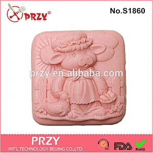 S1860 Animal series pig shape silicone soap molds