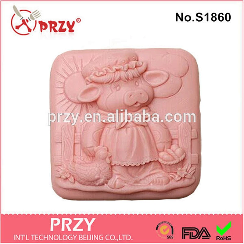 S1860 Animal series pig shape silicone soap molds