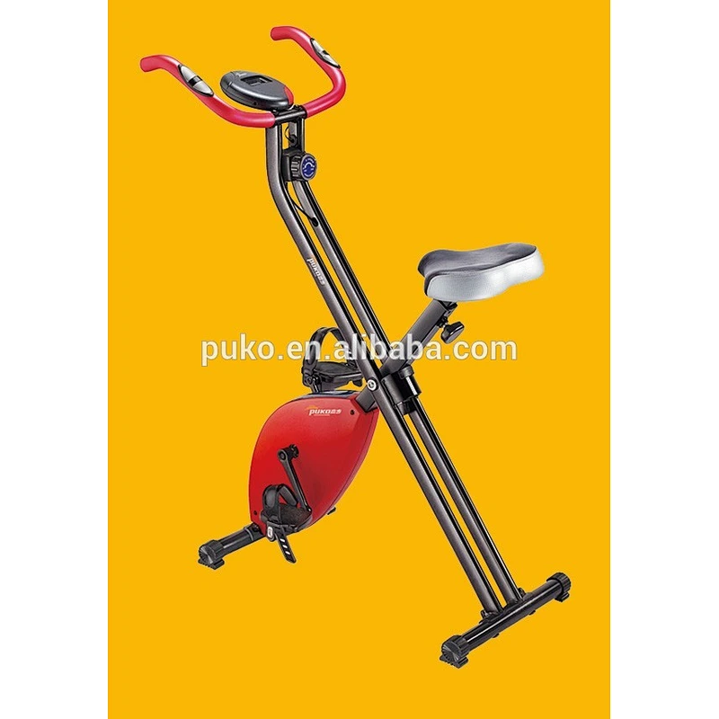 Red folding x magnetic exercise bike for household use
