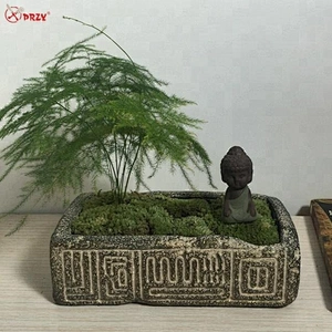 Retro Concrete vase mold 3D rectangle home desktop cement planters silicone molds