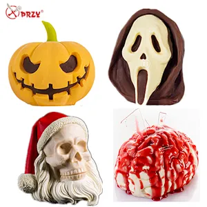 Halloween series Large Cake molds Pumpkin Silicone soap Mould terrible Skull head cake decoration Molds