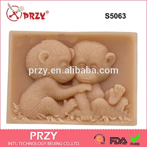 S5063 monkey silicone soap mold silicone molds for soap handmade monkey molds