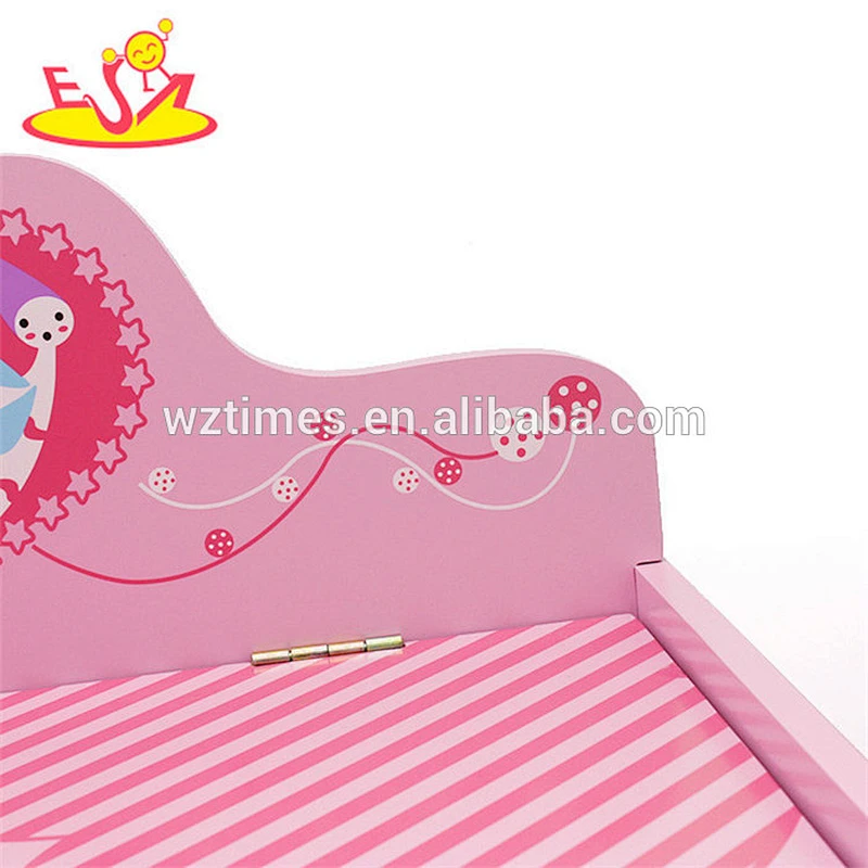 Wholesale pretty bedroom furnitures pink wooden storage box chair for baby W08C008
