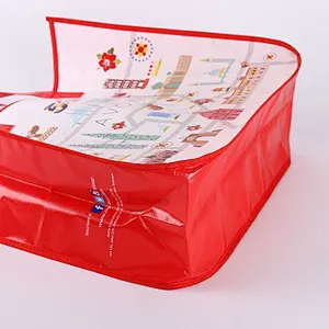 Custom red printed non-woven bag for shopping