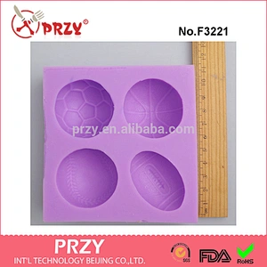 F3221 Football Basketball perspective Fondant cake silicone mold silicone fondant mold