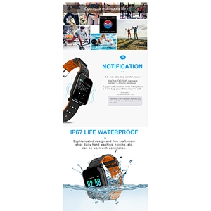 Hot Large Color Screen Heart Rate Blood Pressure Fitness Tracker waterproof Watch Bracelet