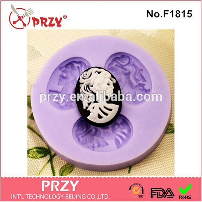 2015 hotsale Polymer clay lady head silicone fondant mold