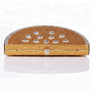 100% handmade orange shape rhinestone purse crystal clutch bag for women