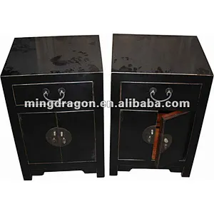 chinese antique one drawer two door nightstands